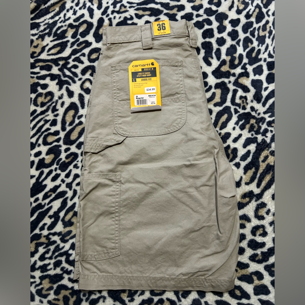 Carhartt Tan Utility Work Shorts with Cargo Pocket
